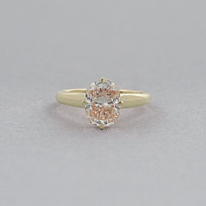Blue Lab Grown Diamond Chevron Style Solitaire Ring 