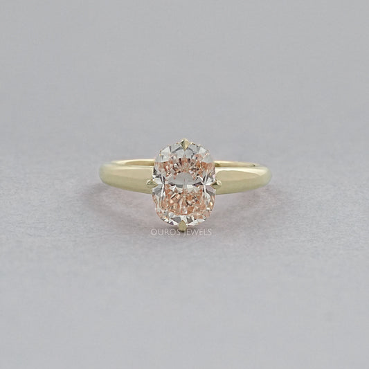 Blue Lab Grown Diamond Chevron Style Solitaire Ring 