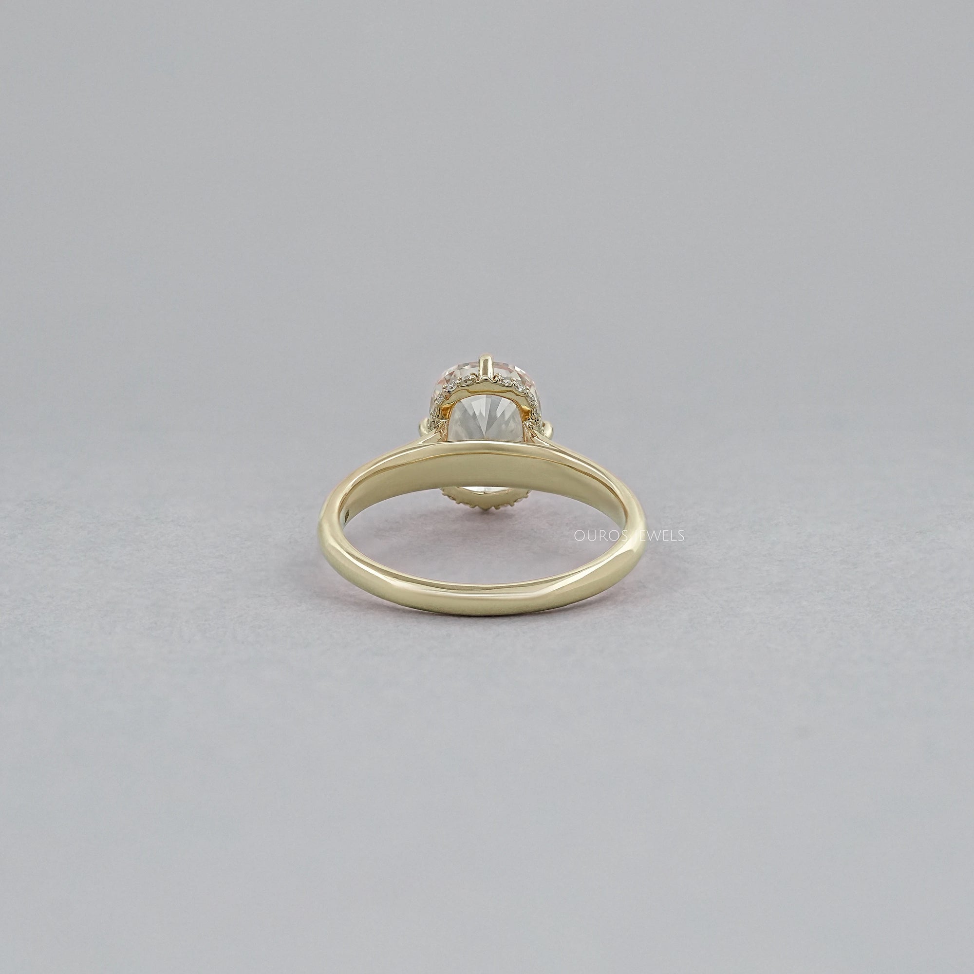 Blue Lab Grown Diamond Chevron Style Solitaire Ring 