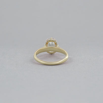 Blue Lab Grown Diamond Chevron Style Solitaire Ring 