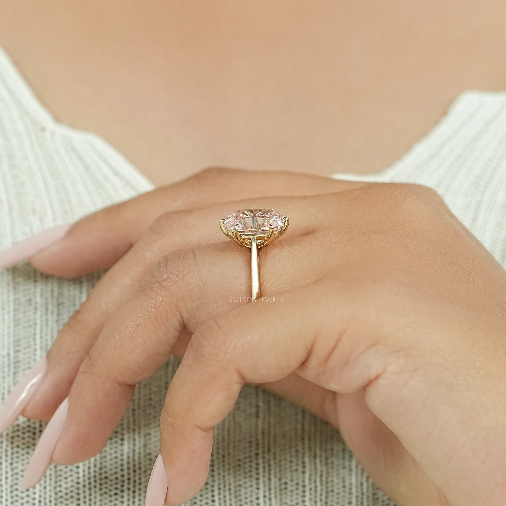Fancy Intense Pink Old Mine Cushion Cut Solitaire Ring Ring