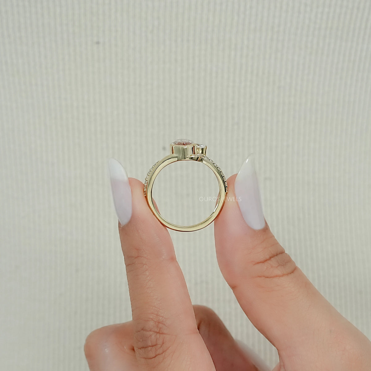 Fancy Vivid Pink Marquise Diamond Accent Bypass Ring Ring