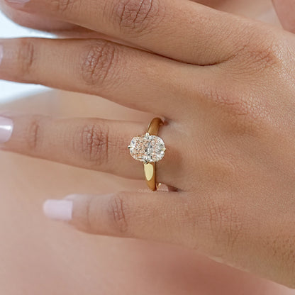 Blue Lab Grown Diamond Chevron Style Solitaire Ring 