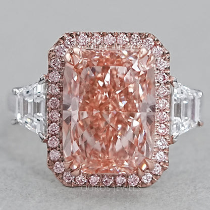 Cushion Shape Lab Diamond Halo Engagement Ring