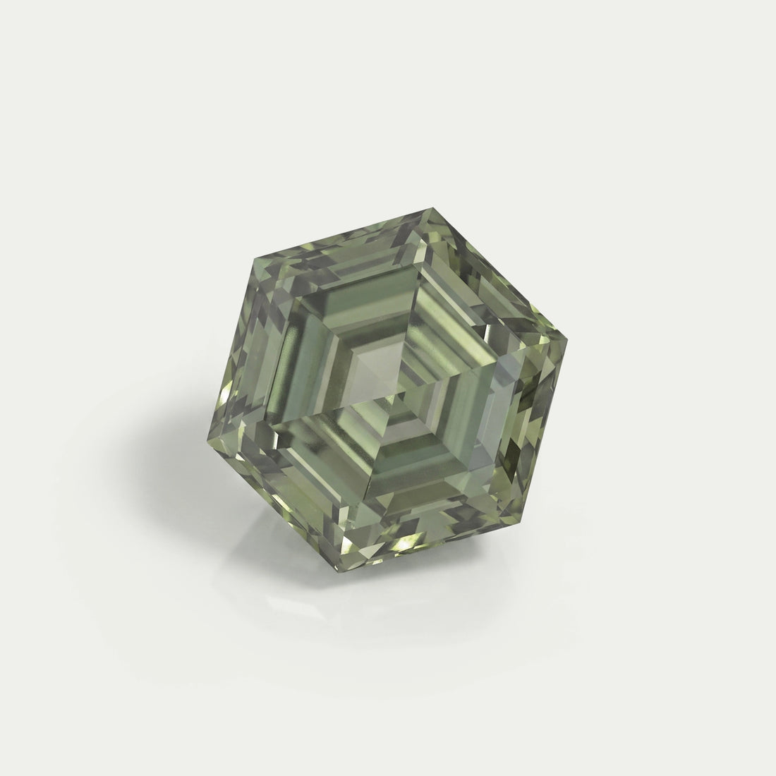 Fancy Vivid Green Step Cut Hexagonal Loose Diamond