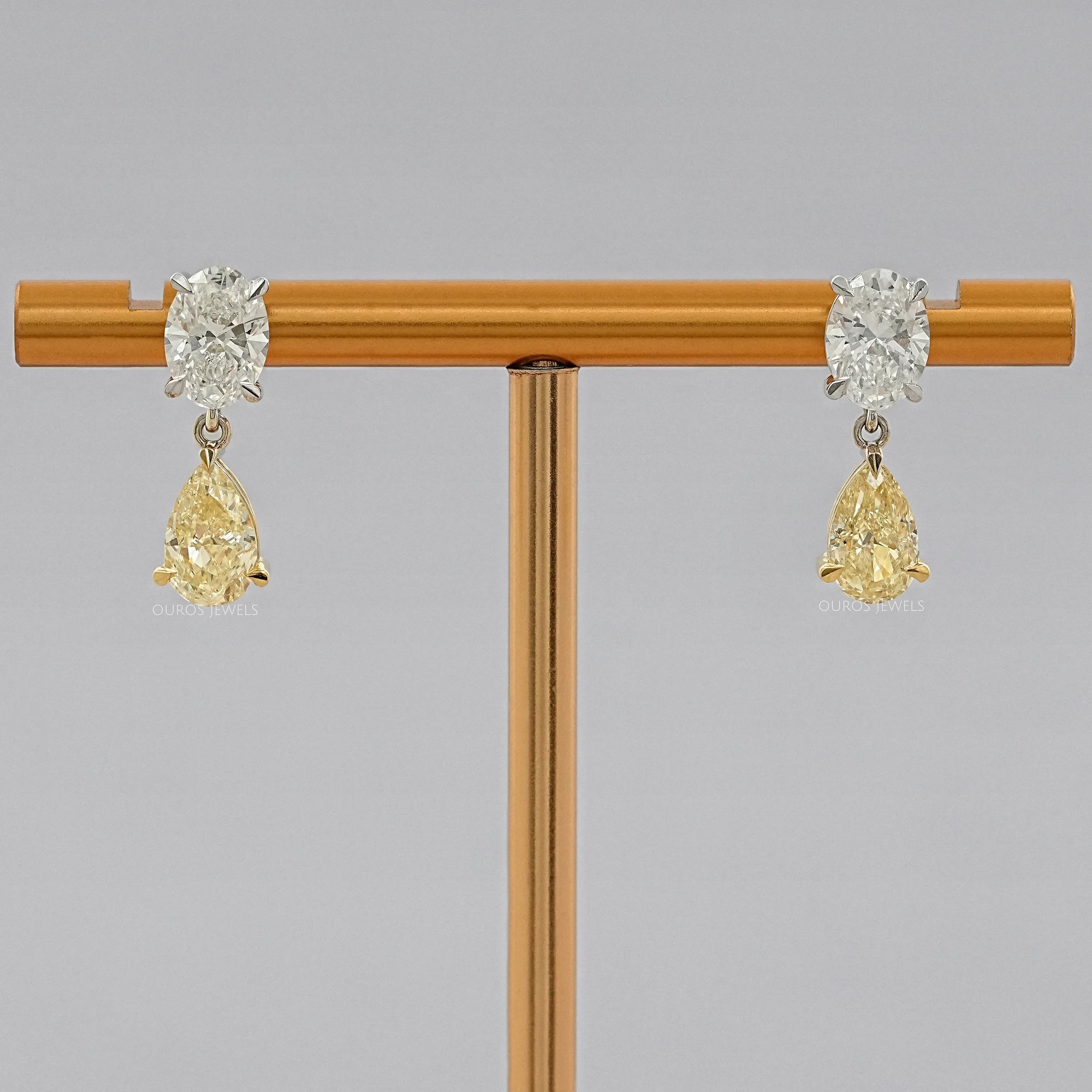 Marquise And Pink Pear Cut Lab Diamond Drop Earrings