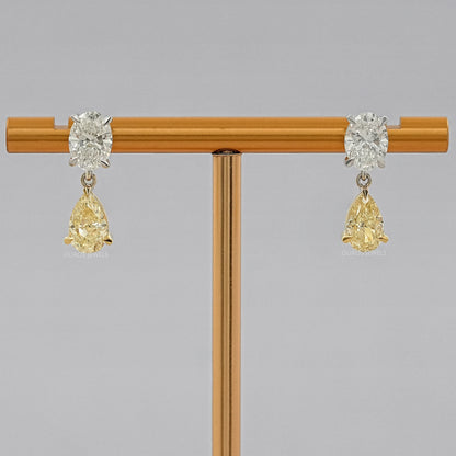Marquise And Pink Pear Cut Lab Diamond Drop Earrings