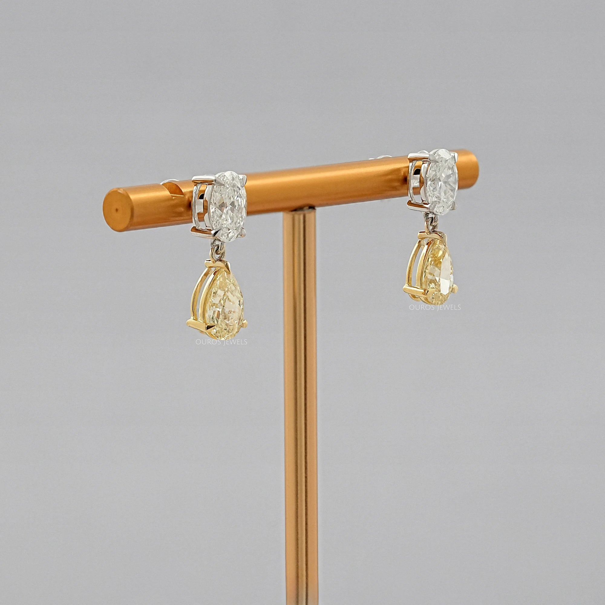 Marquise And Pink Pear Cut Lab Diamond Drop Earrings