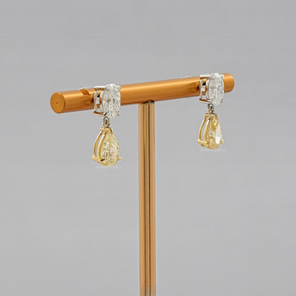 Marquise And Pink Pear Cut Lab Diamond Drop Earrings