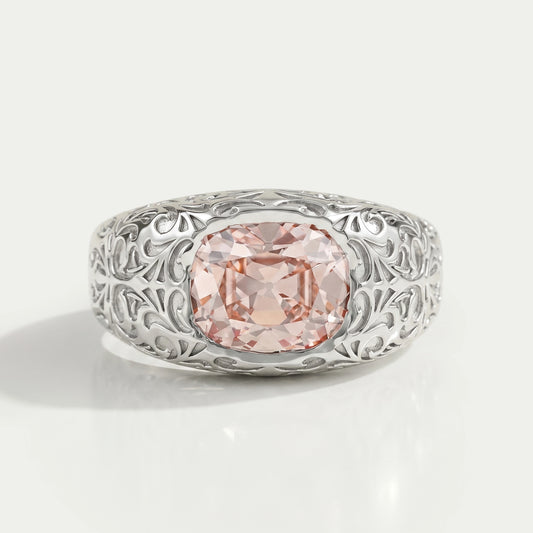 Filigree Set Old Mine Cushion Wedding Band Ring