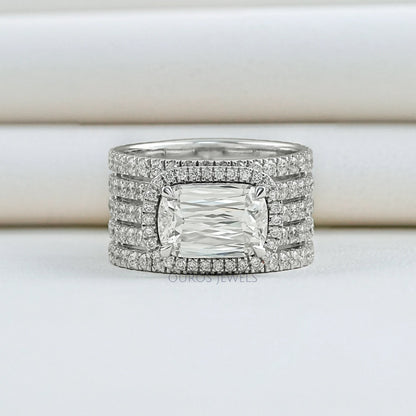 Old Mine Cushion Cut Lab Diamond Triple Band Ring 