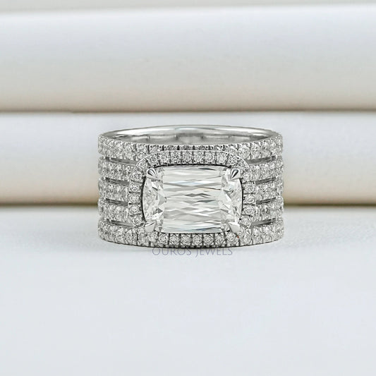 Five Row Ashoka Cut Lab Diamond Wedding Band Ring