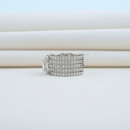 Old Mine Cushion Cut Lab Diamond Triple Band Ring 