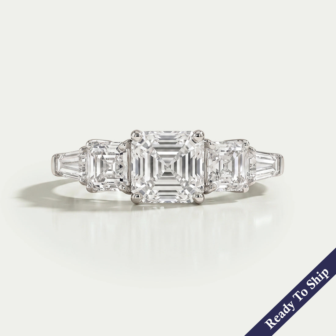 Five Stone Asscher Diamond Engagement Ring
