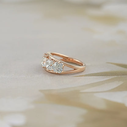 Five Stone Old Mine Cushion Diamond Ring Ring