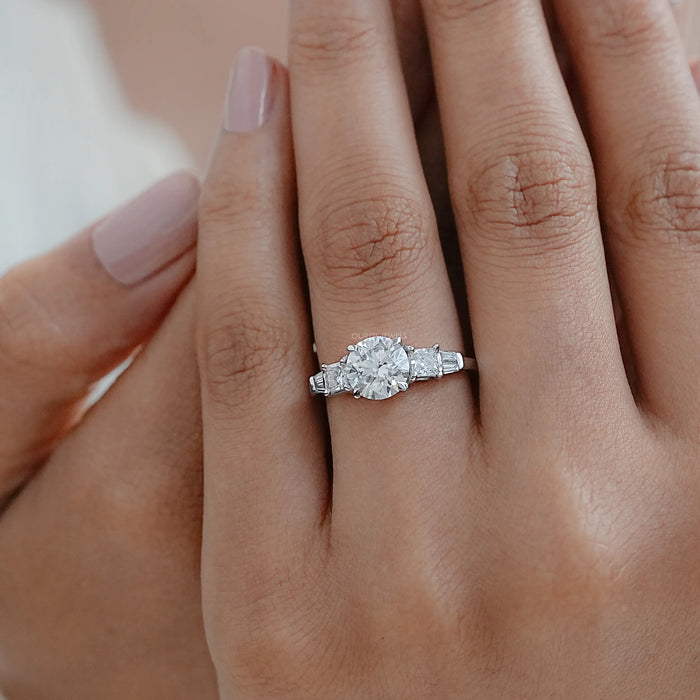 Round And Princess Diamond Seven Stone Engagement Ring