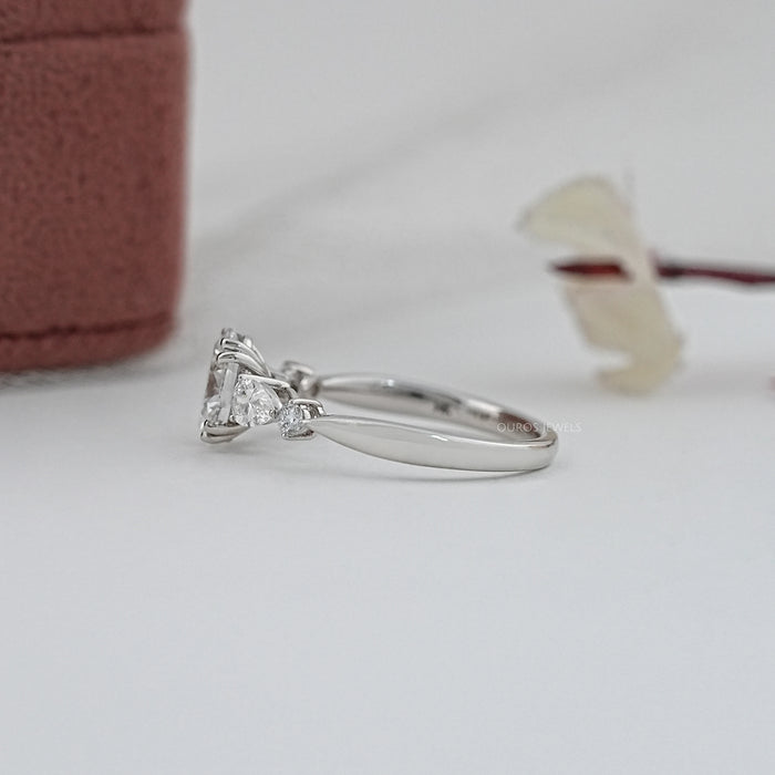 Oval And Pear Lab Diamond Five Stone Engagement Ring