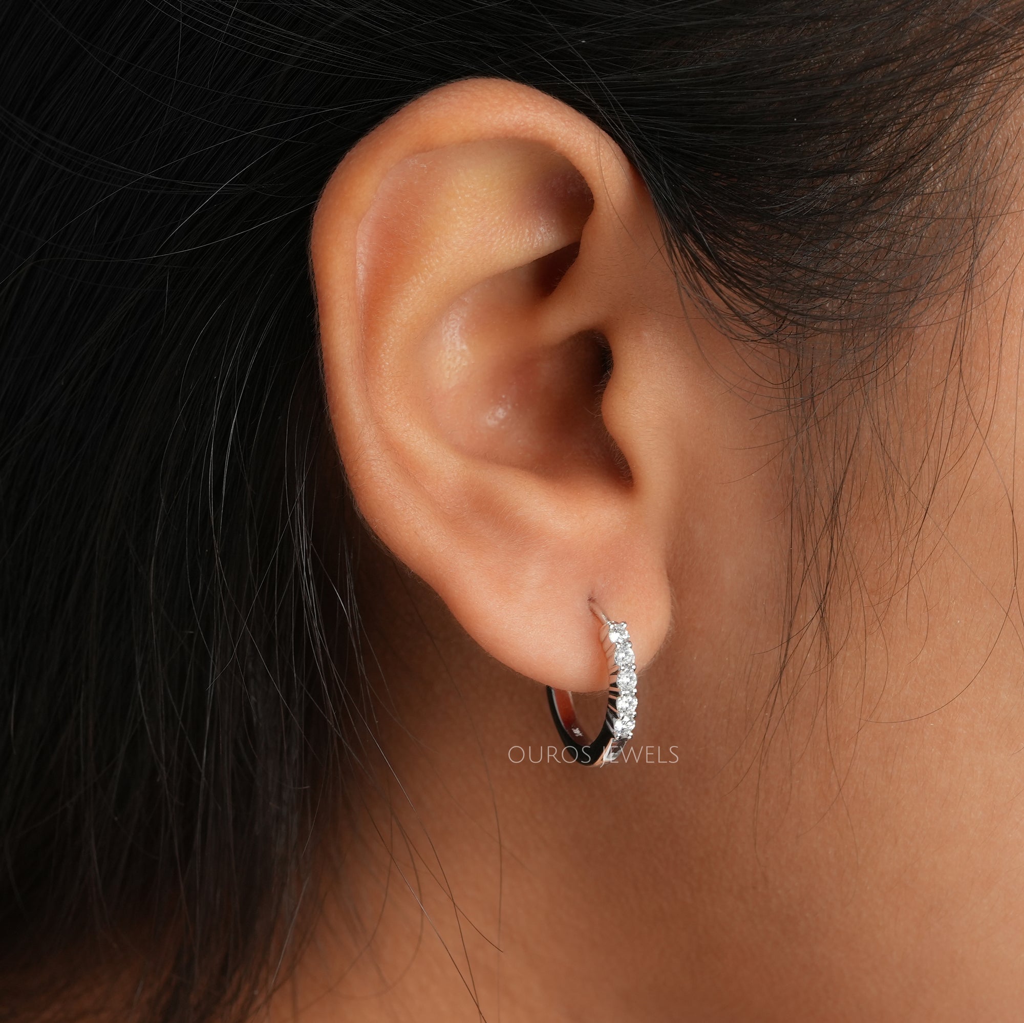 Round Lab Grown Diamond Hoop Earring Earrings