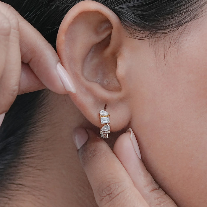Multi Shape Lab Made Diamond Hoops Earrings
