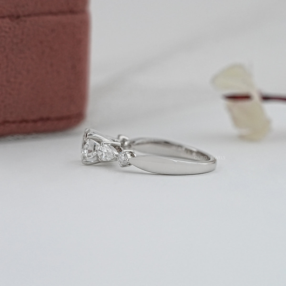 Round And Pear Diamond Five Stone Engagement Ring Rings