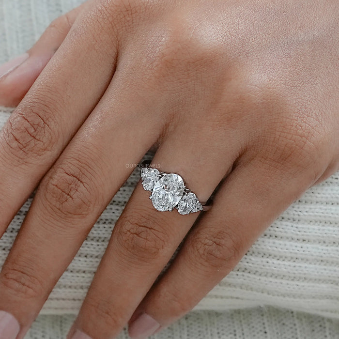 Oval And Trillion Lab Diamond Five Stone Engagement Ring