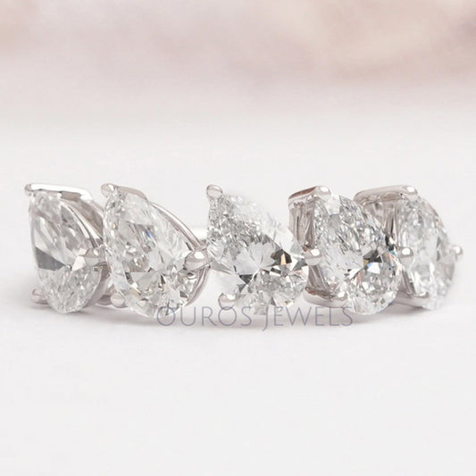 Pear Cut Five Stone Lab Grown Diamond Dainty Ring