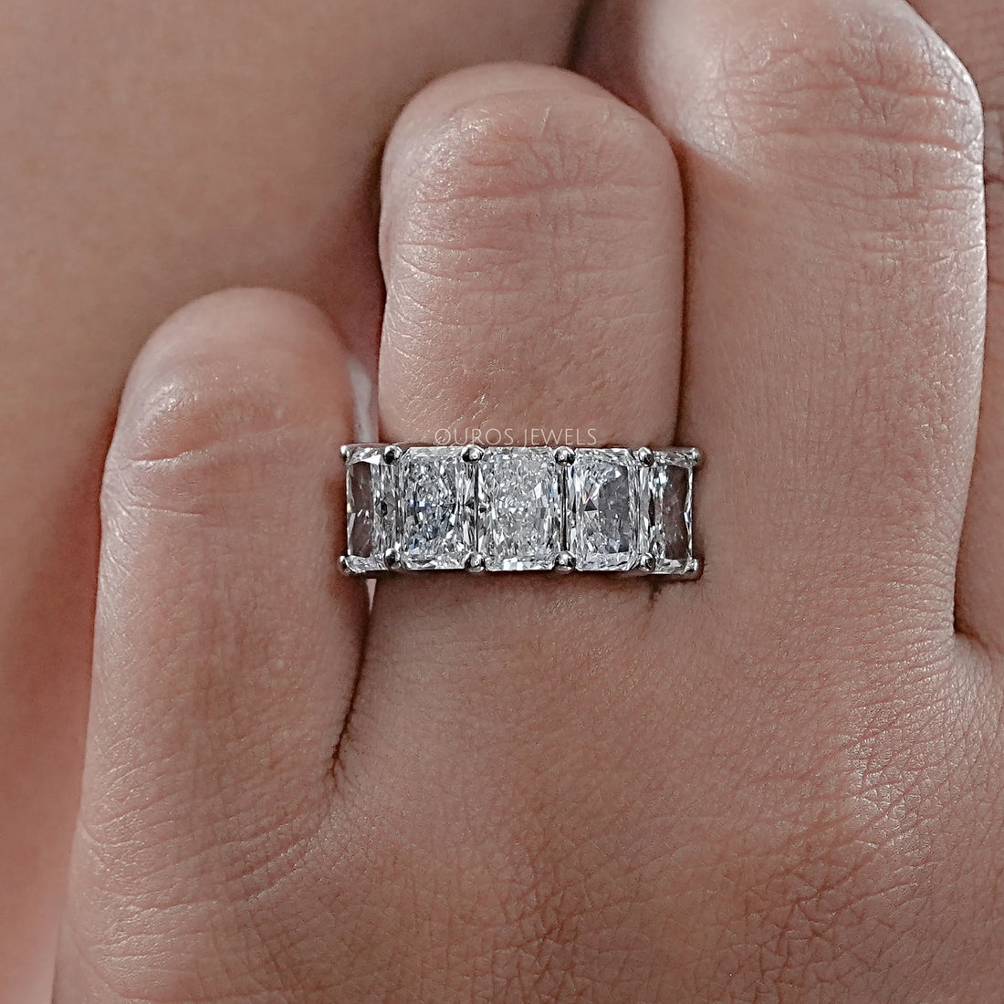 Five Stone Radiant Lab Diamond Wedding Ring Ring