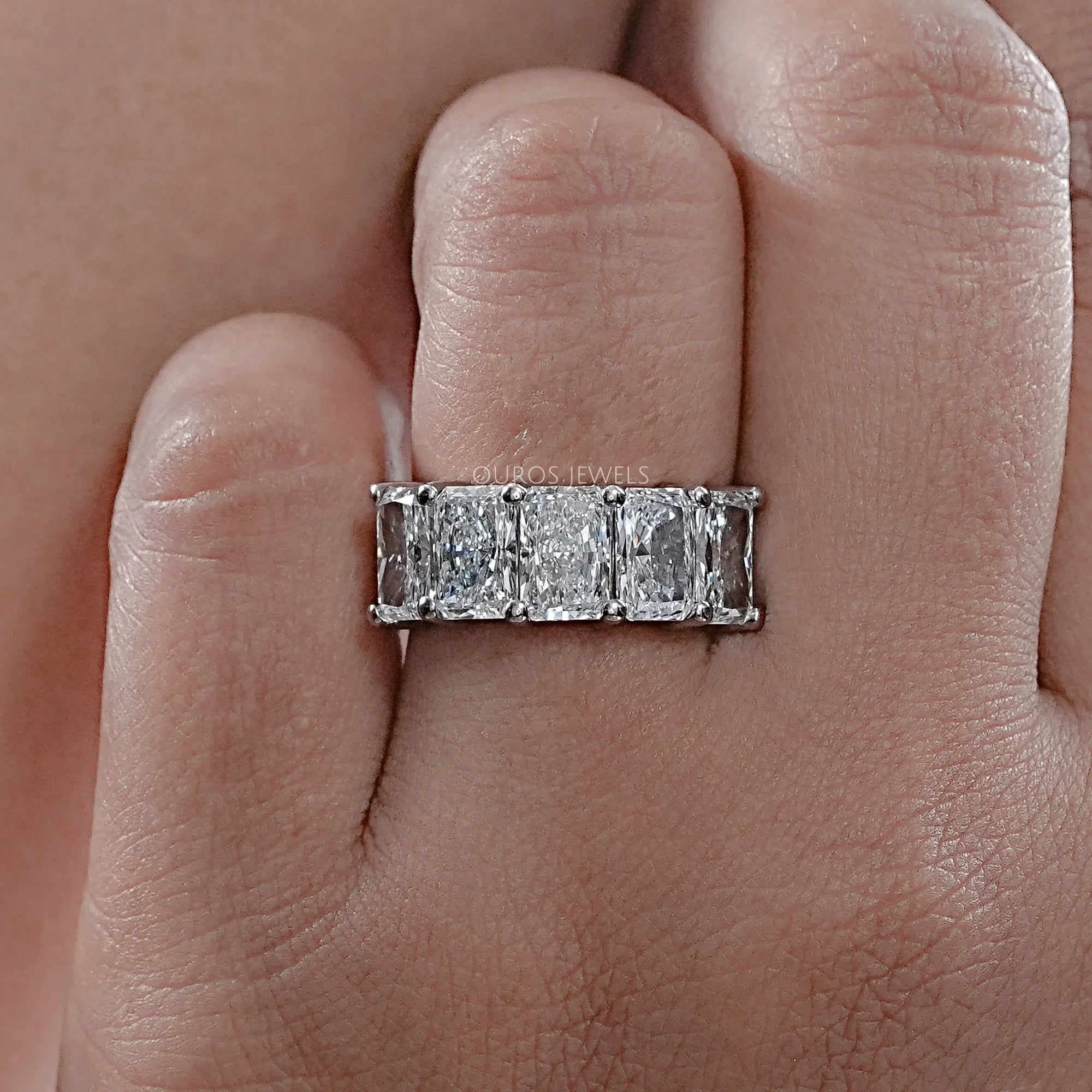 Five Stone Radiant Lab Diamond Wedding Ring Ring