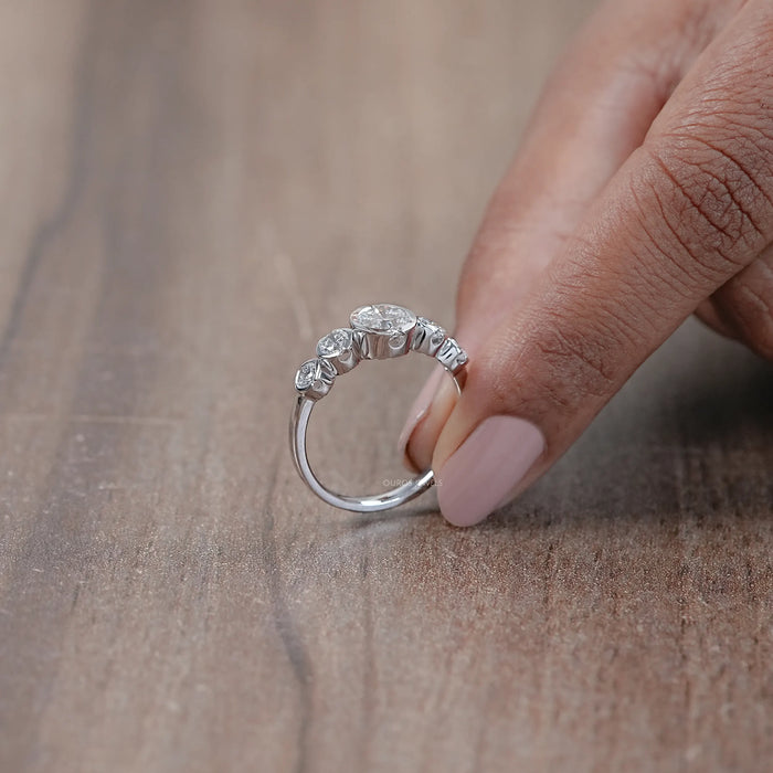 Five Stone Round Diamond Bezel Wedding Band