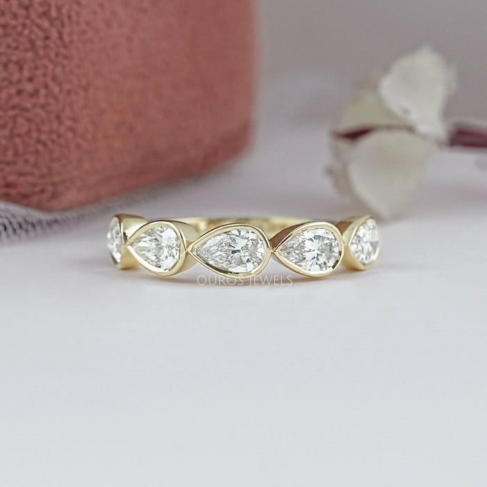 East West Bezel Pear Diamond Band Ring