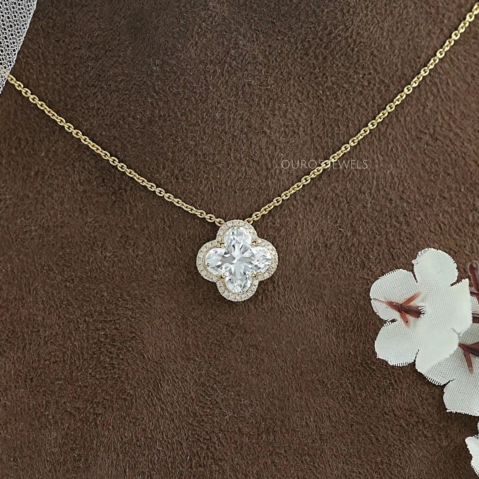 Floral Lab Grown Diamond Halo Pendant
