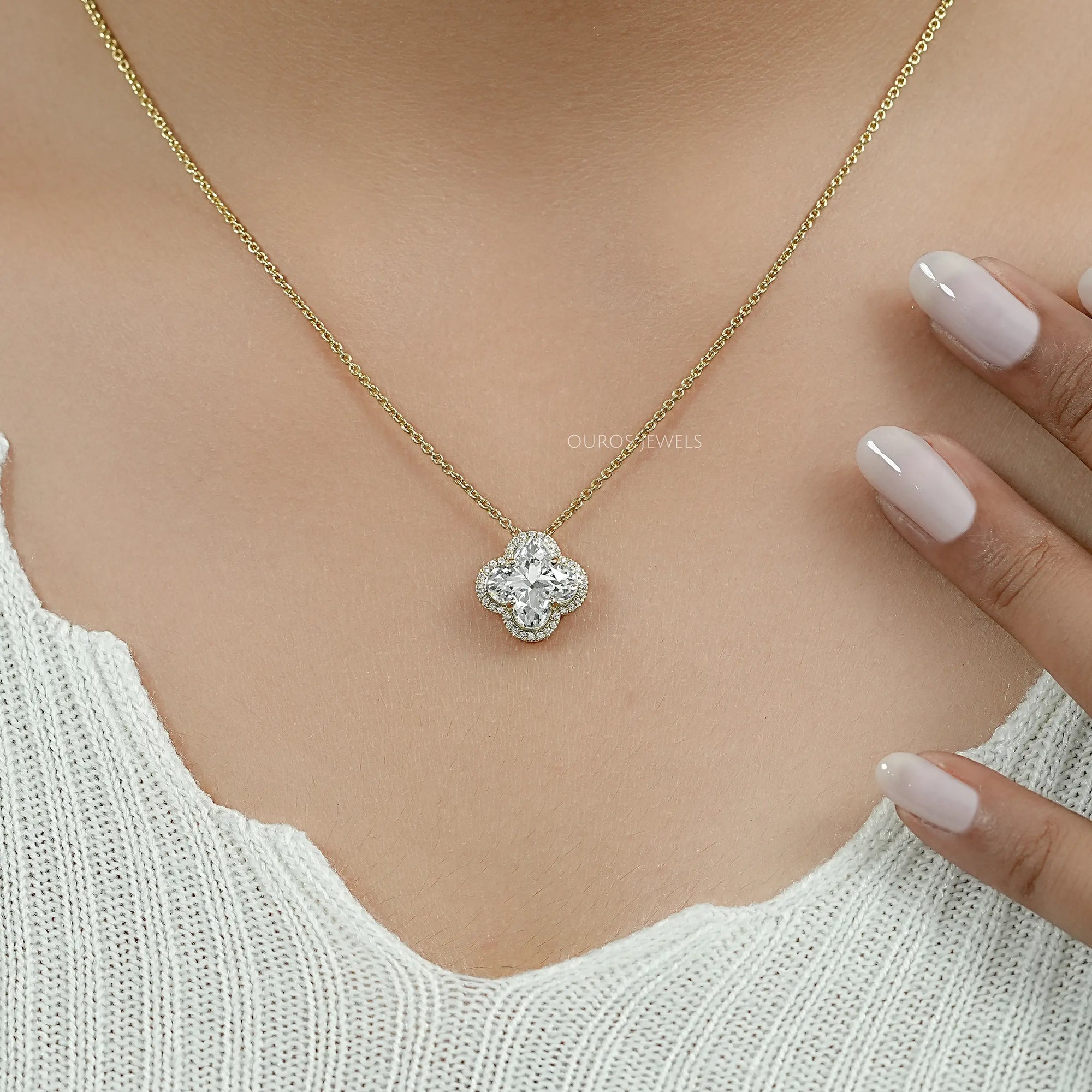 Floral Lab Grown Diamond Halo Pendant