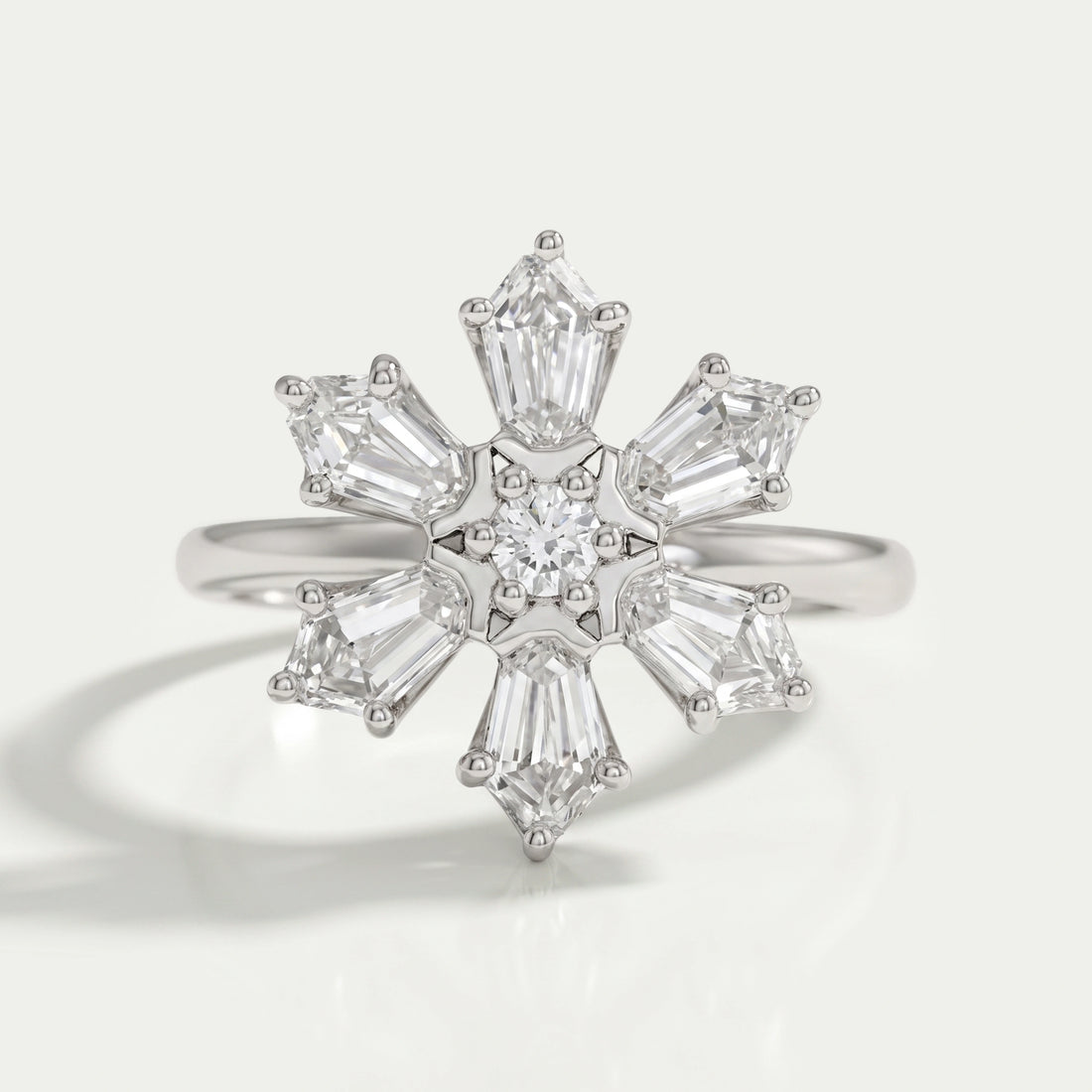Shield Diamond Floral Anniversary Ring Rings