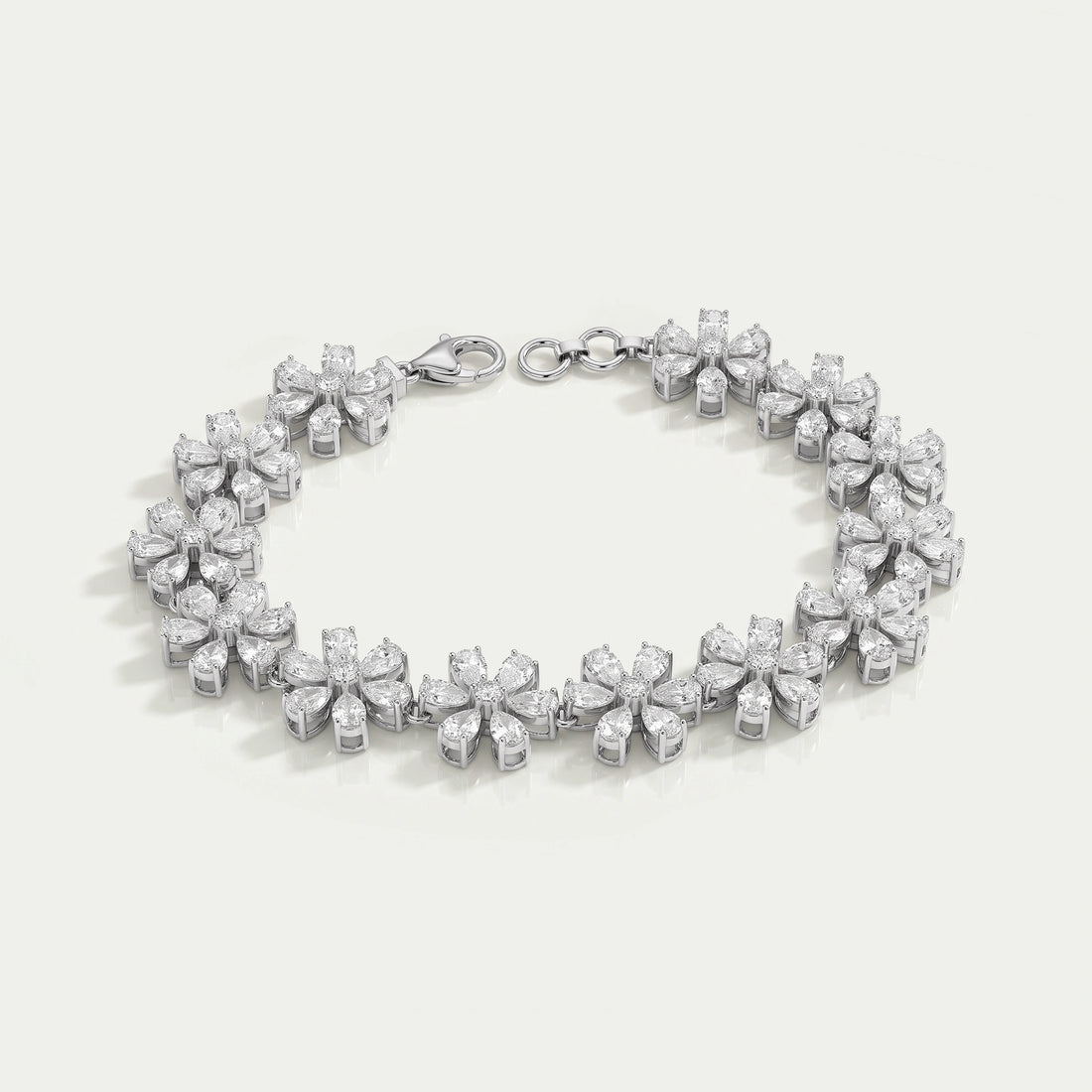 Floral Style Pear Cut Lab Grown Diamond Bracelet