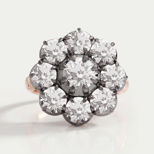 Vintage Flower Diamond Daisy Cluster Engagement Ring
