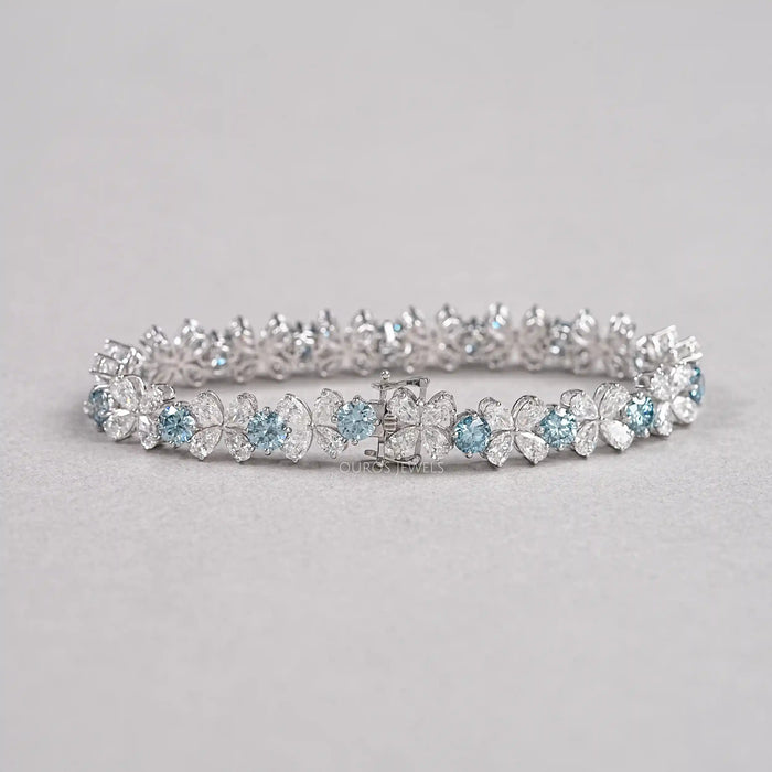 Pear Shaped Diamond Flower Bracelet