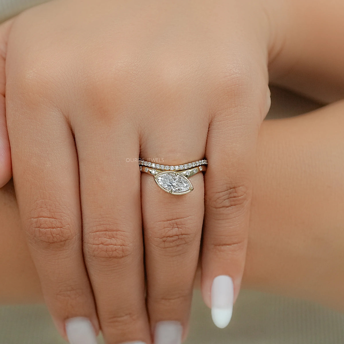 Toi Et Moi Pear Lab Grown Diamond Bypass Engagement Ring