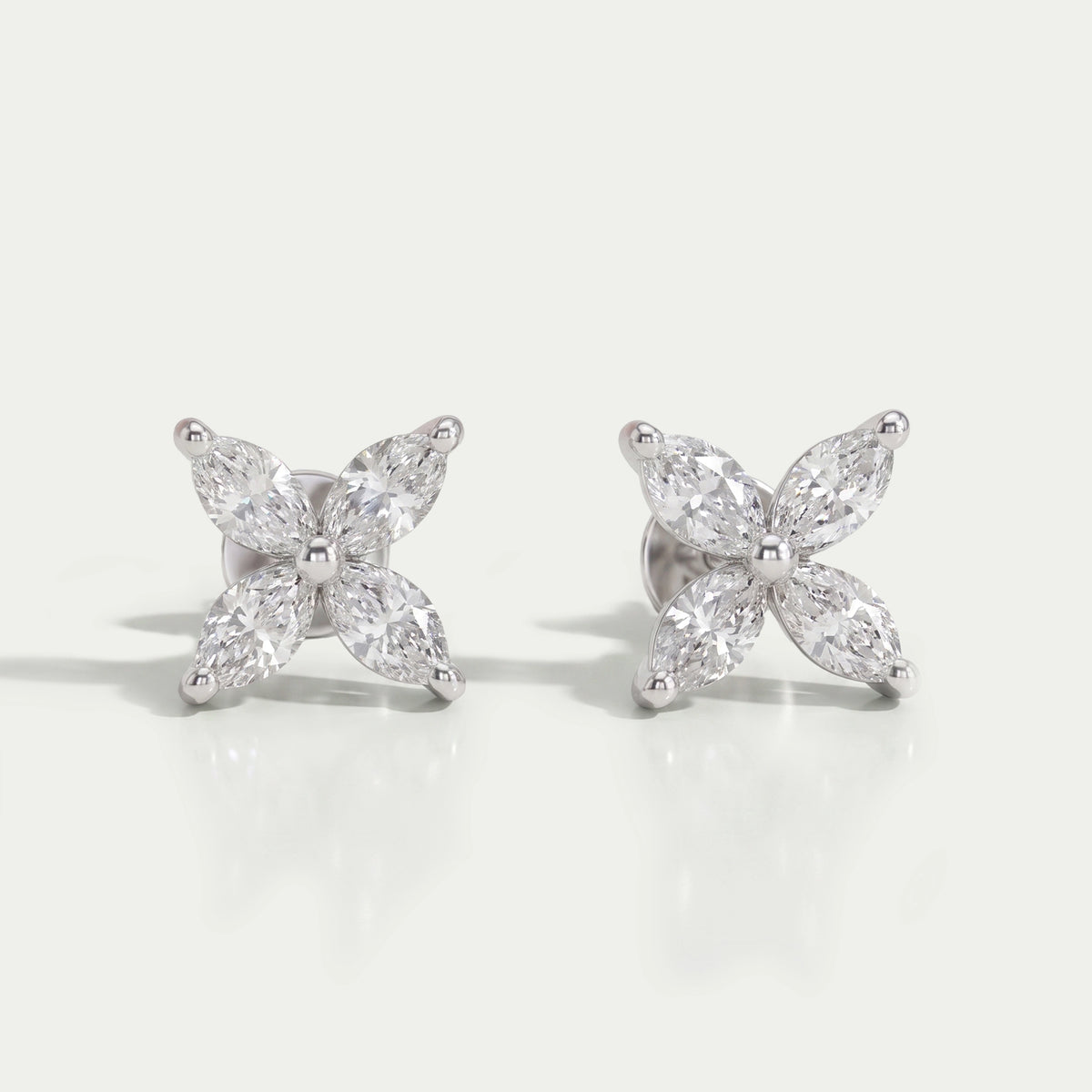 Marquise Cut Flower Diamond Stud Earrings Earring