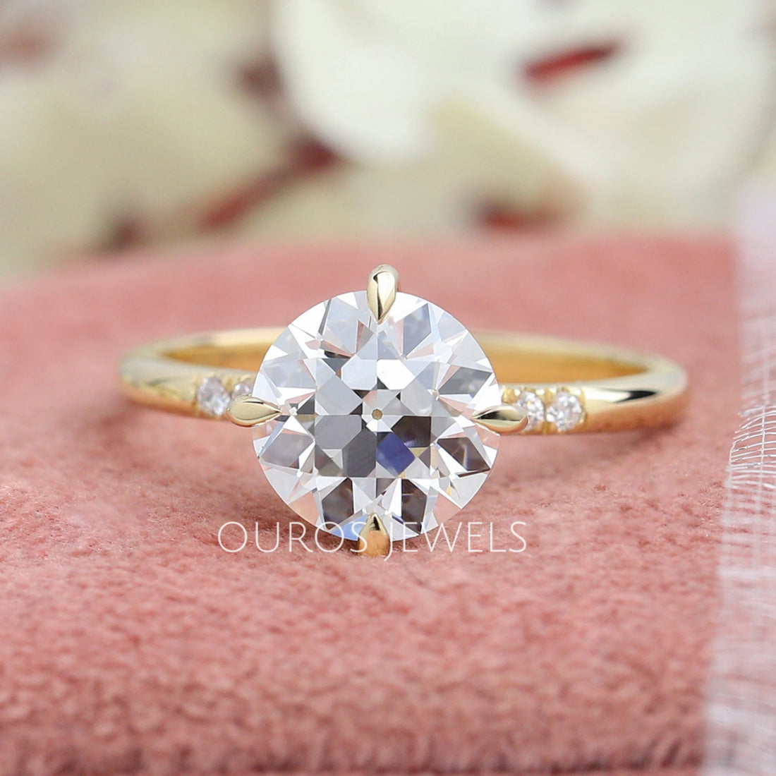 Old European Round Cut Solitaire Engagement Ring Rings