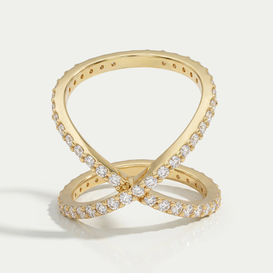 Crisscross Style Round Lab Diamond Bridal Ring