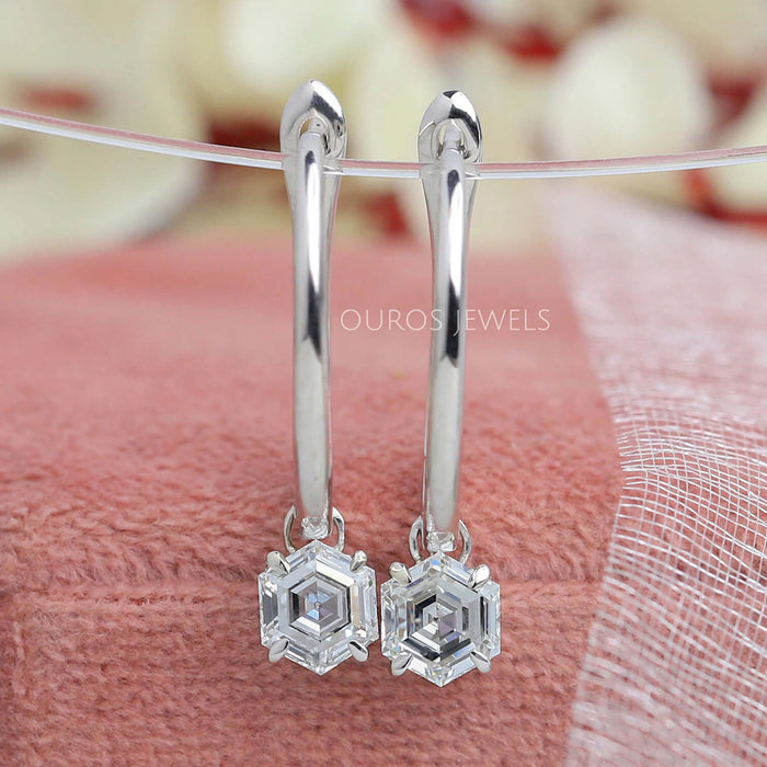 Hexagonl Diamond Drop Earrings
