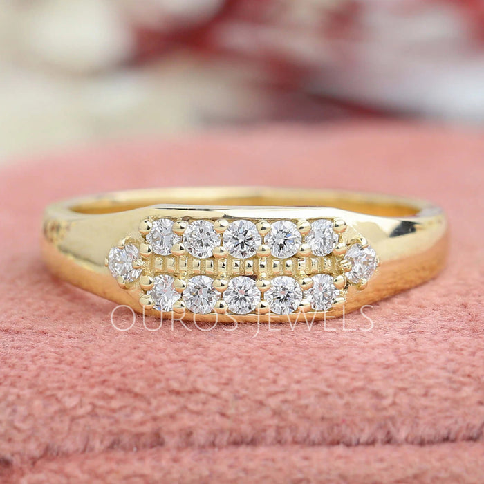 Three Row Round Diamond Marriage Ring