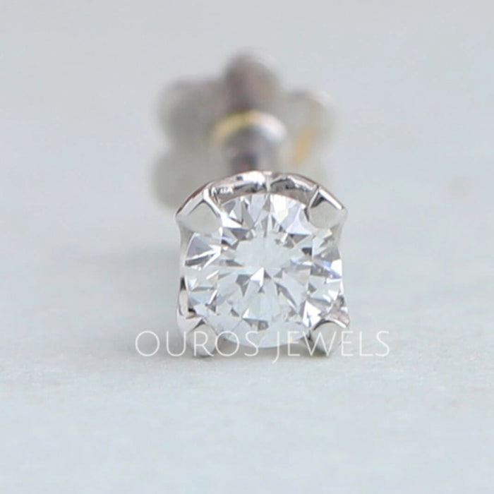 Round Diamond Nose Pin Studs