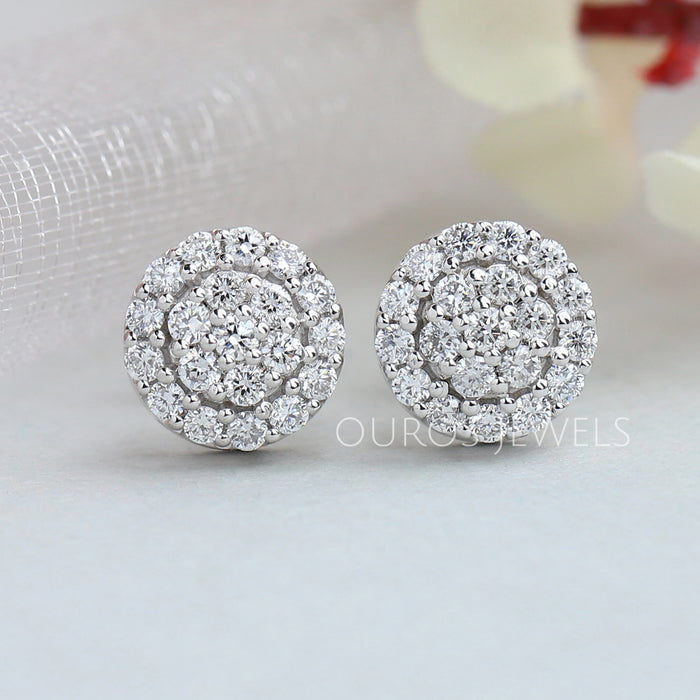 Round Lab Grown Diamond Cluster Earrings