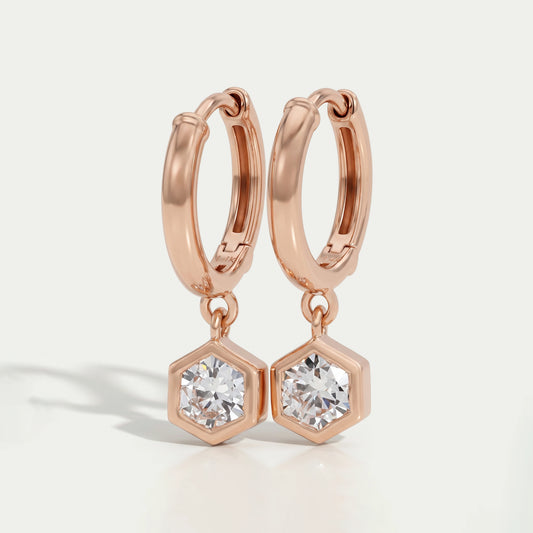Hexagon Cut Huggie Hoop Earrings