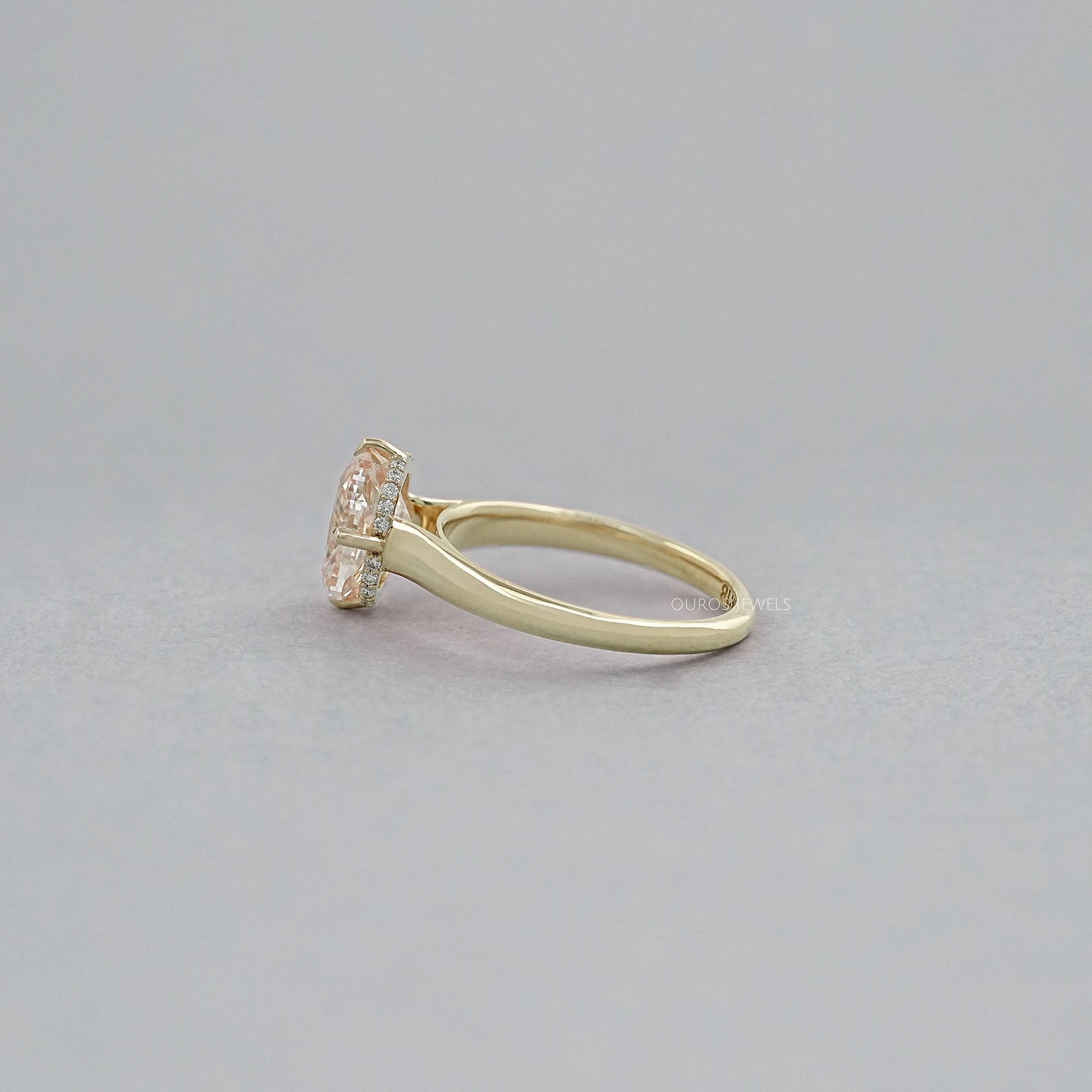 Blue Lab Grown Diamond Chevron Style Solitaire Ring 