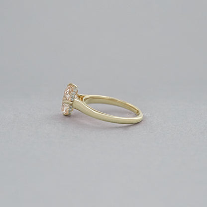 Blue Lab Grown Diamond Chevron Style Solitaire Ring 