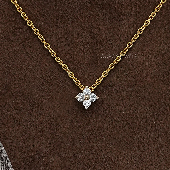 4 Stone Round Cut Diamond Pendant