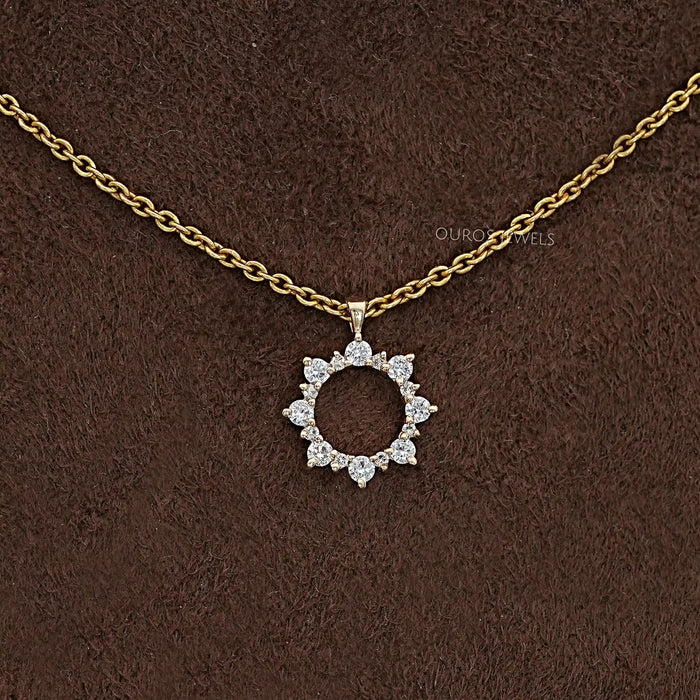 Open Circle Round cut Diamond Pendant