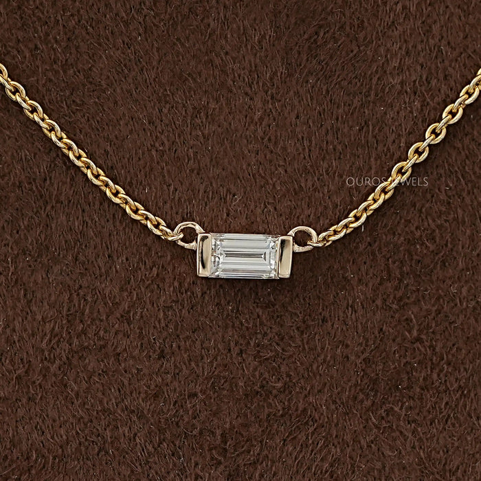 East West Baguette Cut Diamond Pendant